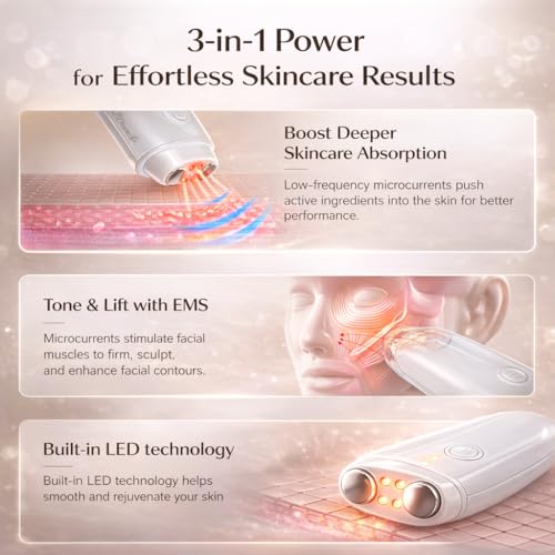 Aphrona Galvanic Spa - Facial Toning Device - Micro-Current Gua Sha face Tone Device - Skin Firming - FDA Cleared Facial Massager White