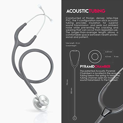 MDF Instruments Acoustica Lightweight Stethoscope for Doctors, Nurses, Students, Silver/Gray tube + MDF LUMiNiX Illuminator Medical Professional Diagnostic Penlight