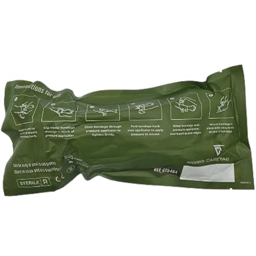 CareTac 6" Israeli-Style Emergency Trauma Compression Bandage – Elastic Pressure Wound Dressing, Sterile & Vacuum-Sealed for Bleed Control, Combat, Tactical First Aid Kit, Medical IFAK, & Military 4pk 4 Pack