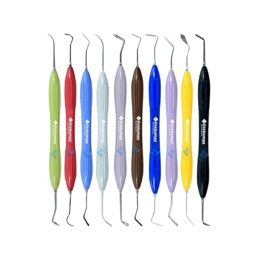 Dental Composite Placement Filling Instruments Set – Silicone Handle Restoration Plugger/Spatula – Resin Application & Tooth Restoration Kit 10 Pcs