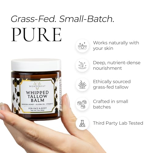Fragrance Free Whipped Tallow Balm – Beef Tallow Face Cream 3oz Unscented