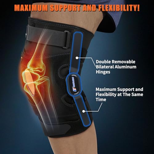 TIMTAKBO Medium Hinged Knee Brace for Meniscus Tear with Side Stabilizers Black