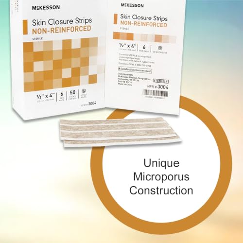 McKesson Skin Closure Strips, Sterile, Tan, 1/2 x 4 in, 50 ct 50 Count