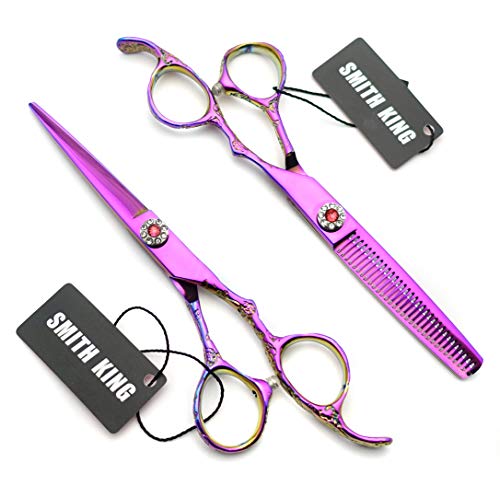 Professional Hair Cutting Scissors Set with Razor Comb Case,Hair cutting shears Hair Thinning shears with rose handle (6.0 inches) 6.0 Inch