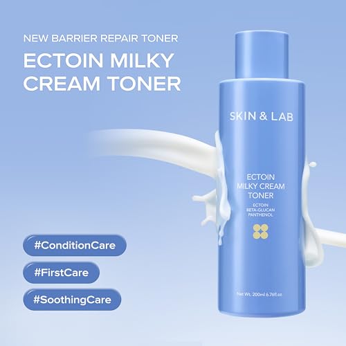 [Skin&LAB] ECTOIN Milky Cream Toner 3,000ppm Ectoin Hydrating Face Toner for Sensitive Skin, Barrier Care with Panthenol & Beta-Glucan, Nourishing & Soothing Moisturizer 200ml(6.76 fl.oz.)