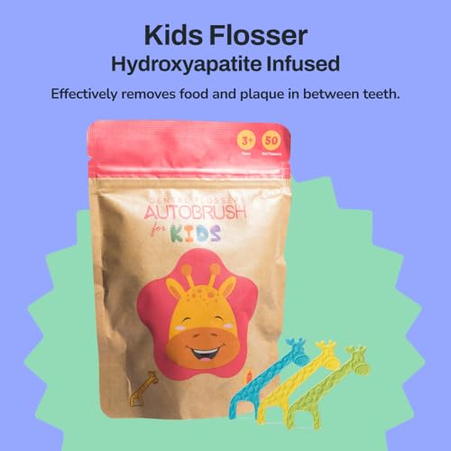 Autobrush Strawberry Dental Flossers for Kids- Floss Picks to Remineralize Teeth and Prevent Cavities with Easy-to-Use Fun and Colorful Design (2-Pack)