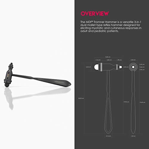 MDF Instruments Tromner Neurological Reflex Hammer with Pointed Tip Handle for cutaneous and Superficial responses with MDF LUMiNiX Illuminator Medical Professional Diagnostic Penlight