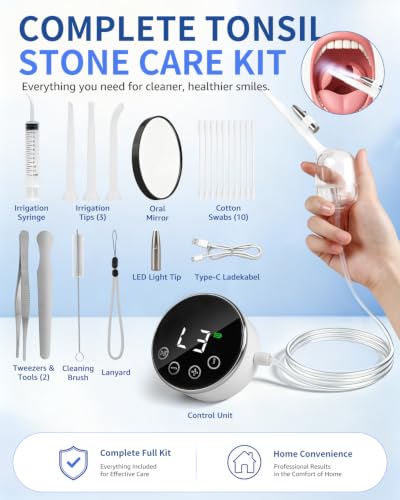 Tonsil Stone Removal Kit, Electric Tonsil Stone Vacuum Remover with LED Light