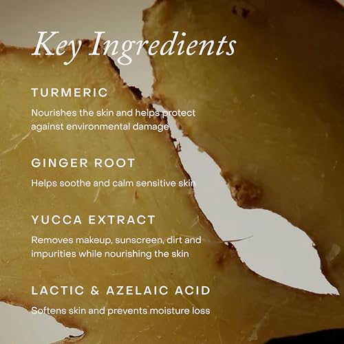 True Botanicals Ginger Turmeric Cleansing Balm | Natural Hydrating Facial Cleanser + Makeup Remover for Dry & Sensitive Skin | Nourishing Oil Cleanser with Ceramides & Antioxidants | Vegan | 3.4 fl oz
