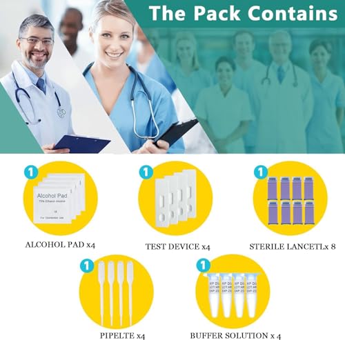 H Pylori Test Kit, 4 PCS Helicobacter Pylori Test Kits at Home Blood