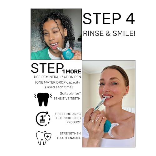 Super Sparkle Booster Teeth Whitening Kit - 2 x 5ml Hydrogen Peroxide 6% Whitening Gel Syringes - Includes Rechargeable LED Whitening Device & Remineralization Pen - 10 to 15 Days Treatment