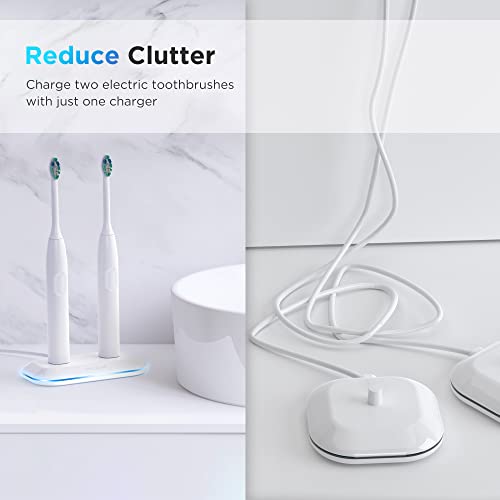 Galvanox Dual Toothbrush Charger for Philips Sonicare Electric Toothbrushes - Replacement for HX6100 Works with Protective Clean 4100, 6100, Kids Models & More (Waterproof Charging Base) 2-in-1