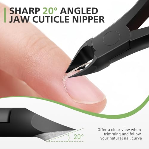 BALUCA Nail Cuticle Trimmer – Professional Stainless Steel Cuticle Clippers Nail Cuticle Remover Tool, Precision Nail Nippers Professional for Dead Skin, Cuticle Cutter with Ergonomic Handle (Black) Black