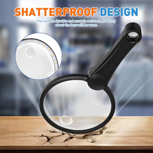 30X 40X 60X Rechargeable Magnifying Glass with Light, Large 5.2-Inch Black 30X 40X 60X