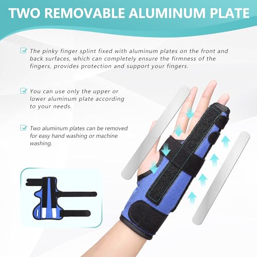 Boxer Fracture Splint, Pinky Finger Splint, Adjustable Two Finger Brace for 4th or 5th Finger, Metacarpal Splint Hand Brace for Arthritis Fracture Broken Mallet Dislocated Trigger Finger(XS) XS