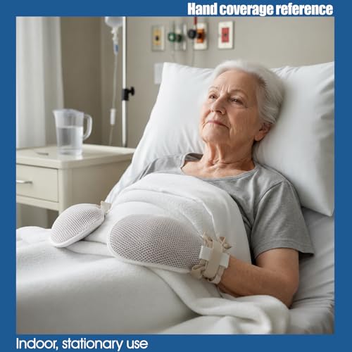 MESINURS Dementia Restraint Mittens, Soft Gloves for Elderly Care, Bed Use Mitts with Adjustable Strap to Reduce Scratching, 2 Pack (normal) normal