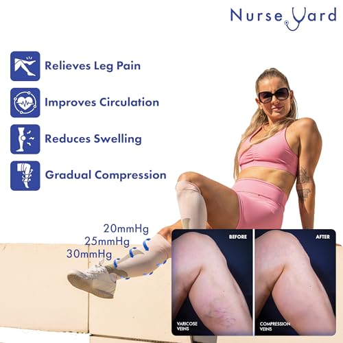 Nurse Yard Compression Socks for Nurses - Women & Men - 20-30mmHg Graduated Compression, Zero-Toe Compression, For Medical Staff, Nursing, Athletic Support Such As Running, Cycling, Hiking - 1 Pair Large-X-Large Pink