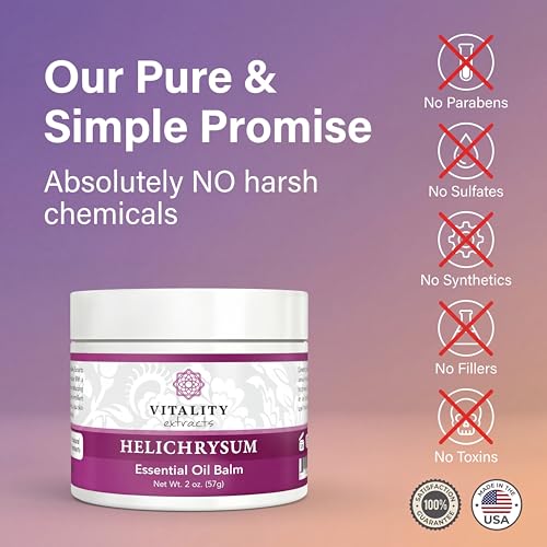 Vitality Extracts Helichrysum Balm - 2oz, Helichrysum Gymnocephalum, Beeswax, Almond Oil, Ultra-Moisturizing, Skin Healing, Full Body Hydration 2 Ounce (Pack of 1)