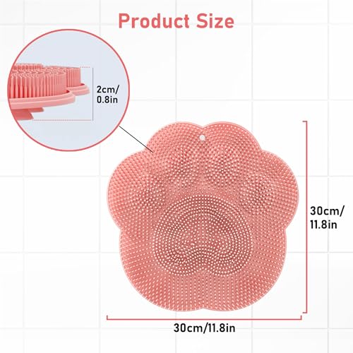 Silicone Foot Scrubber Mat, 12x12 Non-Slip, 38 Suction Cups Pink