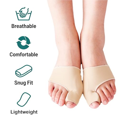 2 Pairs Bunion Corrector Relief Sleeve,Big Toe Straightener with Gel Pads,Orthopedic Hallux Valgus Brace for Toe Alignment,Pain Relief Cushion for Daily Wea(Grey,M) Grey Medium