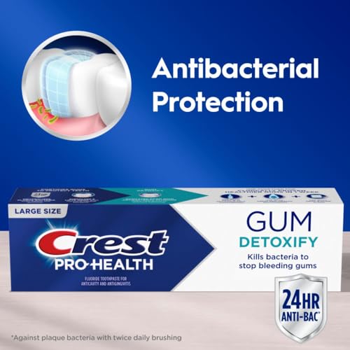 Crest Pro-Health Gum Detoxify Antibacterial Fluoride Toothpaste, 4.8 oz 3 Pack, Enamel and Gum Repair, Cavity Protection, Deep Clean, Plaque Control, Clinically Proven, Travel Size Toiletries 4.8 Ounce (Pack of 3)