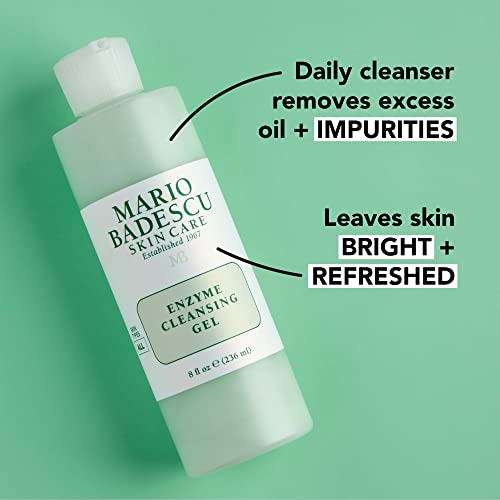 Mario Badescu Enzyme Cleansing Gel Face Wash, Oil-Free Facial Cleanser with Papaya Enzyme & Grapefruit Extract, Exfoliating Skin Care for All Skin Types, Removes Excess Oil & Impurities 16 Fl Oz