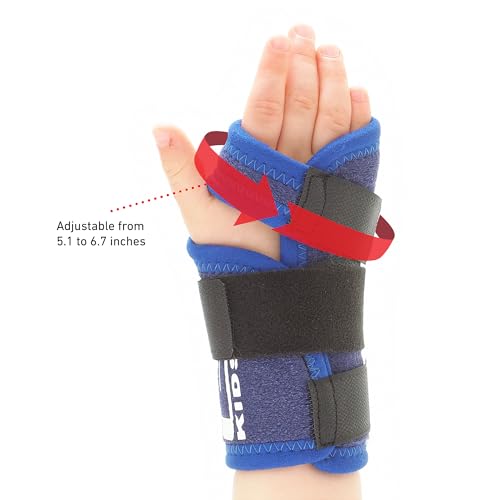 Neo-G Stabilized Kids Wrist Brace - For Carpal Tunnel, Juvenile Arthritis, Joint Pain, Tendonitis, Hand Sprains - Adjustable Compression - Class 1 Medical Device – One Size – Right Hand – Blue