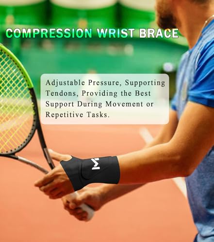 2 Pcs Soft Wrist Brace, Adjustable Wrist Support for Sprains, Fitness, Sports,Carpal Tunnel, Weightlifting, Wrist Compression Strap Pain Relief Wear Anywhere, Fits 6" to 8.3" (Black) Black