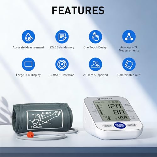 Blood Pressure Monitor, Automatic Digital Upper Arm BP Machine for Home Use White