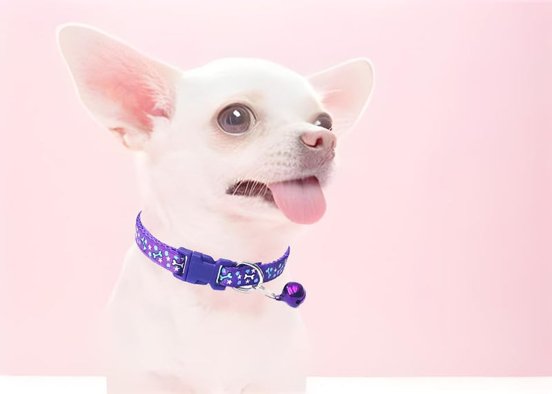 Puppy Dog Collar with Bell, 2-Pack Male Cat Collar with Bell Blue Nylon Cute Kitten Collars Adjustable for XXS XS Teacup Tiny Little Dogs - BeesActive Australia
