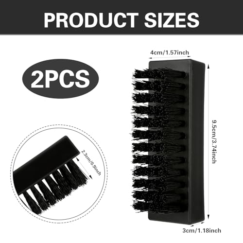 Amabro 2 PCS Hand Nail Brushes, Fingernail Scrubber Brush for Cleaning Hand Toes Black Stiff Bristle Scrub Brush Cleaner for Men Women Mechanics Gardeners Scrubbing Fingers Foot