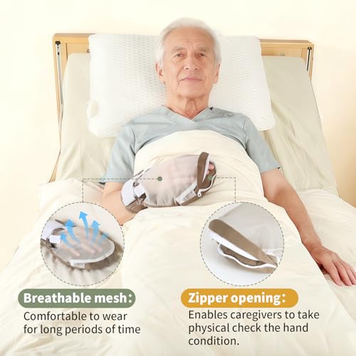 Dementia Restraint Gloves-2Pcs,Bed Restraints Control Mitts,Safety Hand Gloves for Elderly/Dementia Patients,Anti Scratch Gloves to Prevent Scratching Harm