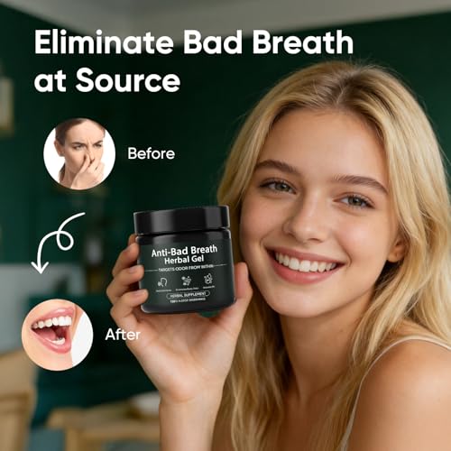 Anti-Bad Breath Herbal Gel Supplement, Body Odor Supplements, Internal Deodorant with Parsley, Green Tea, Chlorophyllin, Eliminates Odor from The Inside, Balances Oral & Gut (150g) (1) 1