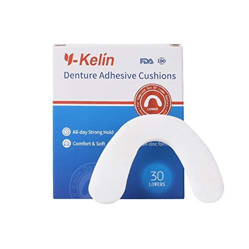 Y-Kelin Denture Adhesive Cushions Uppers & Lowers, Adhesive-Free Denture Pads for Sore Gums, 30 Pads*2 (60 Strips) pack of 2 lower+upper 60pcs - BeesActive Australia