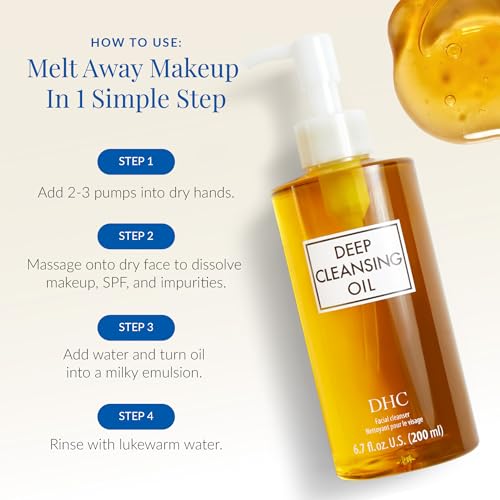 DHC Deep Cleansing Oil, Makeup Remover, Gentle Oil Cleanser, 6.7oz + 1oz Unscented 7.7 Fl Oz (Pack of 2)