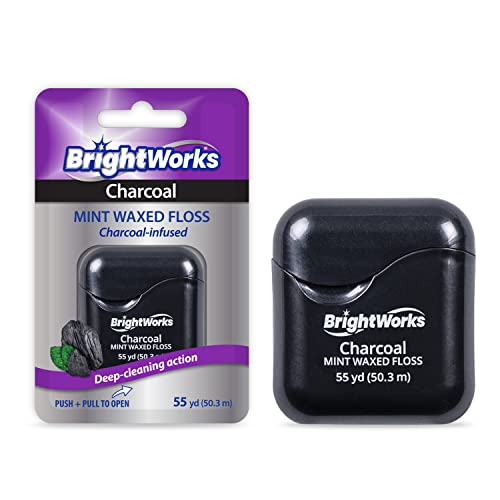 BrightWorks Dental Floss 55yd 4-Pack Charcoal Mint Waxed Black