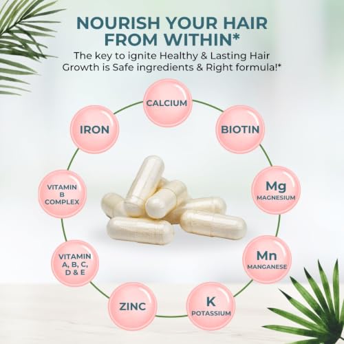 VITAL NUTRITIVE Biotin Hair Growth Vitamins - Hair, Skin & Nails Supplement 60 Count (Pack of 1)