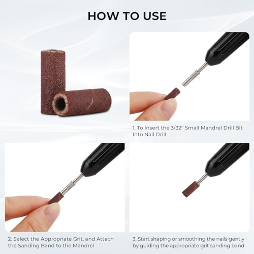 Lavinda Sanding Bands for Nail Drill with 3.1mm Mandrel Bit, 80 Piece Set Mini Small Sanding Bands Nail Drill Bits for Acrylic Nails Gel Manicures and Pedicures (120 Grit, Brown) 120 Grit