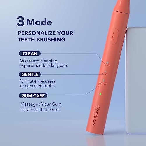 ARISSON Sonic Electric Toothbrush for Adults and Kids, 40,000 VPM Power Toothbrush, 1.5H Fast Charge Ultrasonic Electric Toothbrushes with 2 Minutes Smart Timer, 1.6 Oz Travel Toothbrush, Peach Orange 1 Count (Pack of 1)