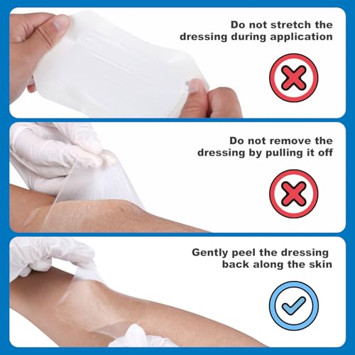 FRESINIDER Transparent Film Dressing 6” x 8” (50 Pack) – Large Waterproof Shower Bandages, Breathable Clear Wound Cover with Border for IV Shield, Post-Surgery Care & Tattoo Aftercare 6" x 8" 50