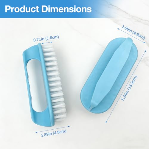 Large Perfect-Grip Hand & Nail Cleaning Brush with Four-Finger Handle, Blue Heavy-Duty Design (2 Pack)