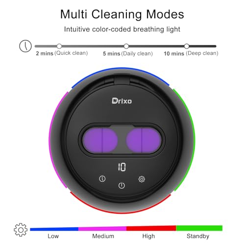 Drixo Ultrasonic Retainer Cleaner Machine, IPX6 Waterproof Dental Cleaning Pod, 3 Modes Denture Cleaner for Night Guard Mouth Guard Braces, 45kHz Denture Dome with UV Light, 200ML Tank, Jet Black