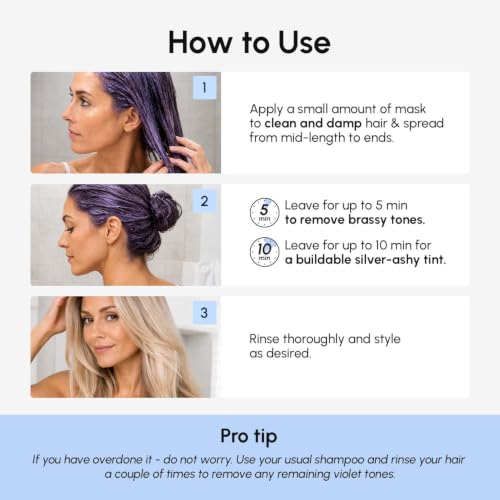 MAREE Anti Yellow Purple Hair Mask for Damaged Hair - Purple Deep Conditioner & Blonde Toner - Hydrating Deep Conditioning for Dry, Curly, Blonde, Orange, Brassy, Bleached - Mascarilla para el Cabello 10 Fl Oz (Pack of 1)