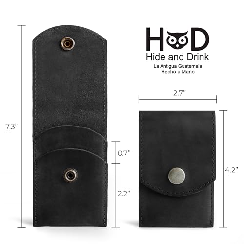 Hide & Drink, Double Nail Clipper Case, Beauty & Personal Care, Commuter and Nomad, Grooming Case, Home & Travel Essentials, Manicure Kit Storage, Full Grain Leather, Handmade (Charcoal Black) Charcoal Black
