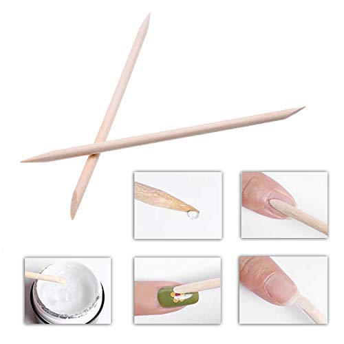Kare & Kind 100x Double-Sided Orange Wood Nail Sticks - Cuticle Pusher Remover Cleaner - Manicure, Pedicure, DIY - Home, Nail Salon - for Beginners and Profesional Nail Technicians