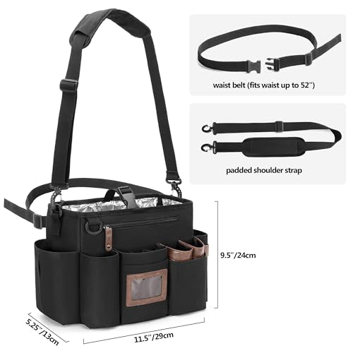 BAFASO Insulated Hairdresser Bag with Adjustable Waist Belt, Black