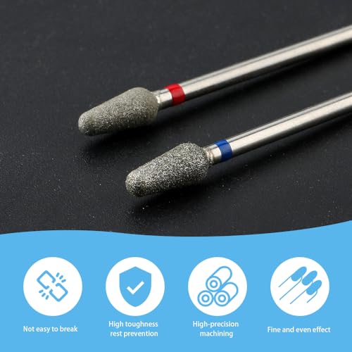 QUNZHAO 2Pcs Diamond Nail Drill Bits Carbide Conical Micro Cuticle Remover Bit for Under Nail Dead Skin Cleaning Cuticle Remove Nail Art Design Manicure(03 set) 03 set