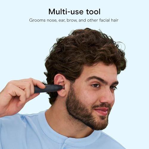 ConairMAN Ear and Nose Hair Trimmer for Men, Cordless, 360° Bevel Blade Black/Silver 1 Count (Pack of 1)