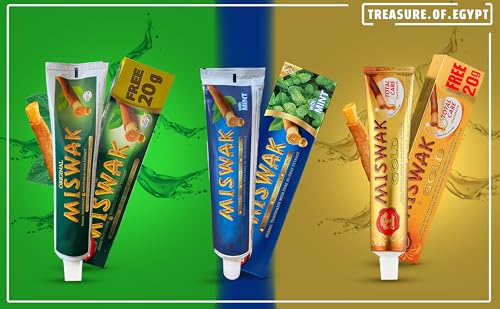 Egypt Natural Miswak Green Sewak Islamic Meswak Toothpaste for Fresh Breathing (2 X 140 gm)