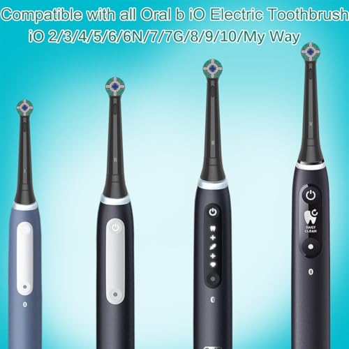 Replacement Heads Compatible with Oral B iO Electric Toothbrush, Soft Toothbrush Heads Fit for Oral-B iO 2/3/4/5/6/7/8/9/10 Series with Covers, Black 8pcs 8 Count (Pack of 1)